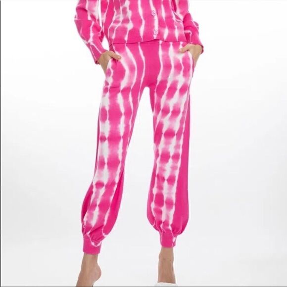 NWT GENERATION LOVE Anna Tie Dye Knit Jogger In Pink & White Size S - Picture 1 of 12